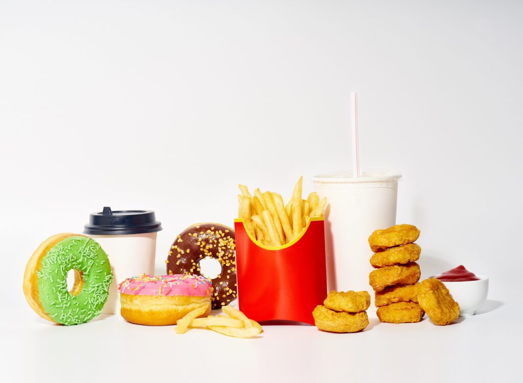 Examples of bad fats, like fast food